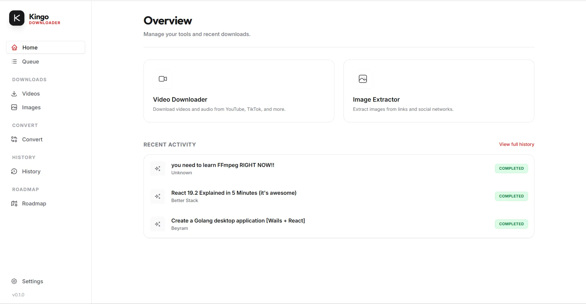 DownKingo Dark Mode Interface